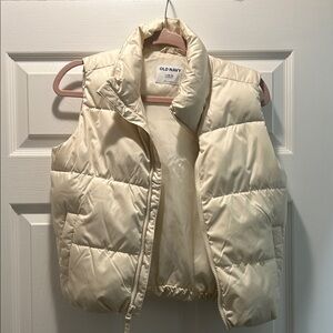 Old Navy Kids Cream Puffer Vest Girls Large